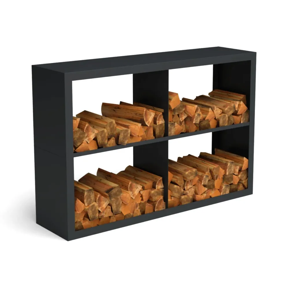 Stalen houtopslag met 4 vakken 150x38,5x100 cm