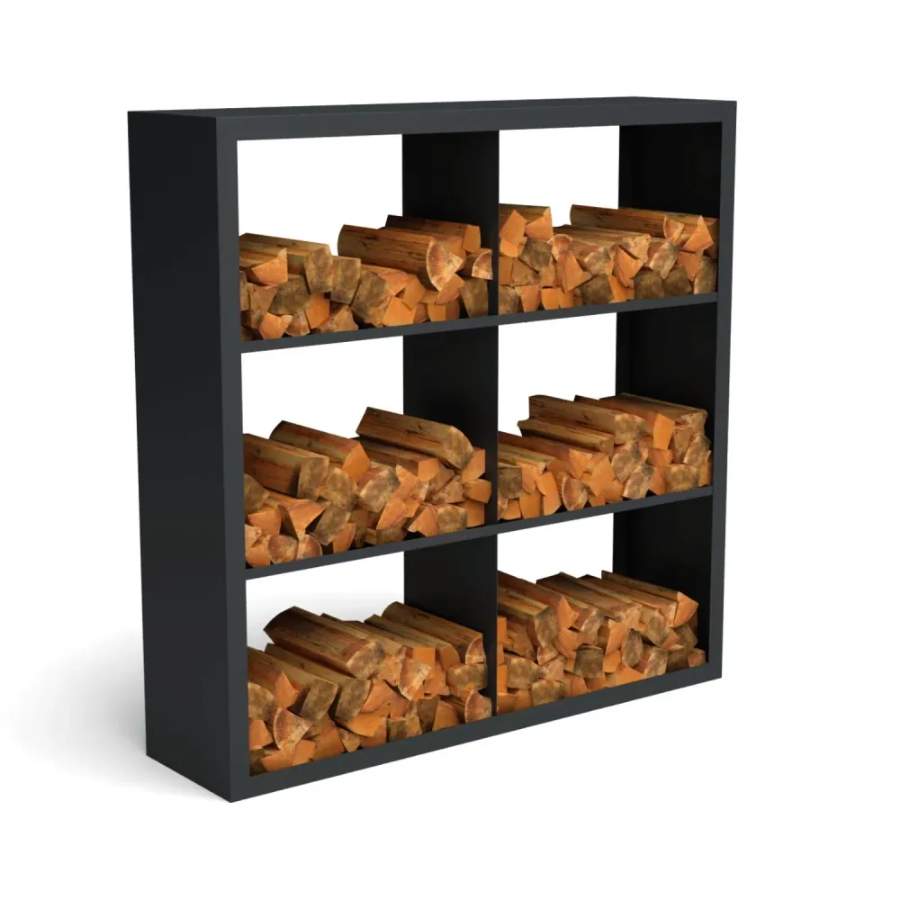 Stalen houtopslag met 6 vakken 150x38,5x150 cm