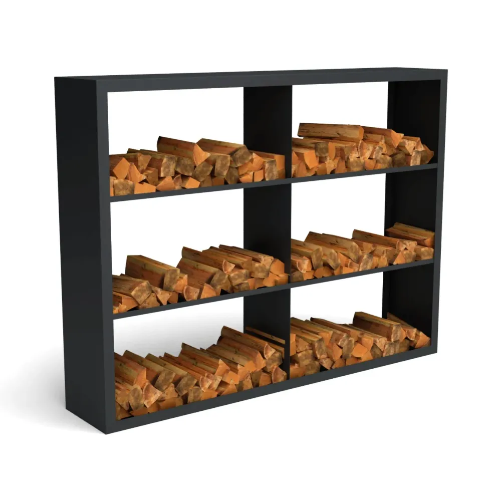 Stalen houtopslag met 6 vakken 200x38,5x150 cm