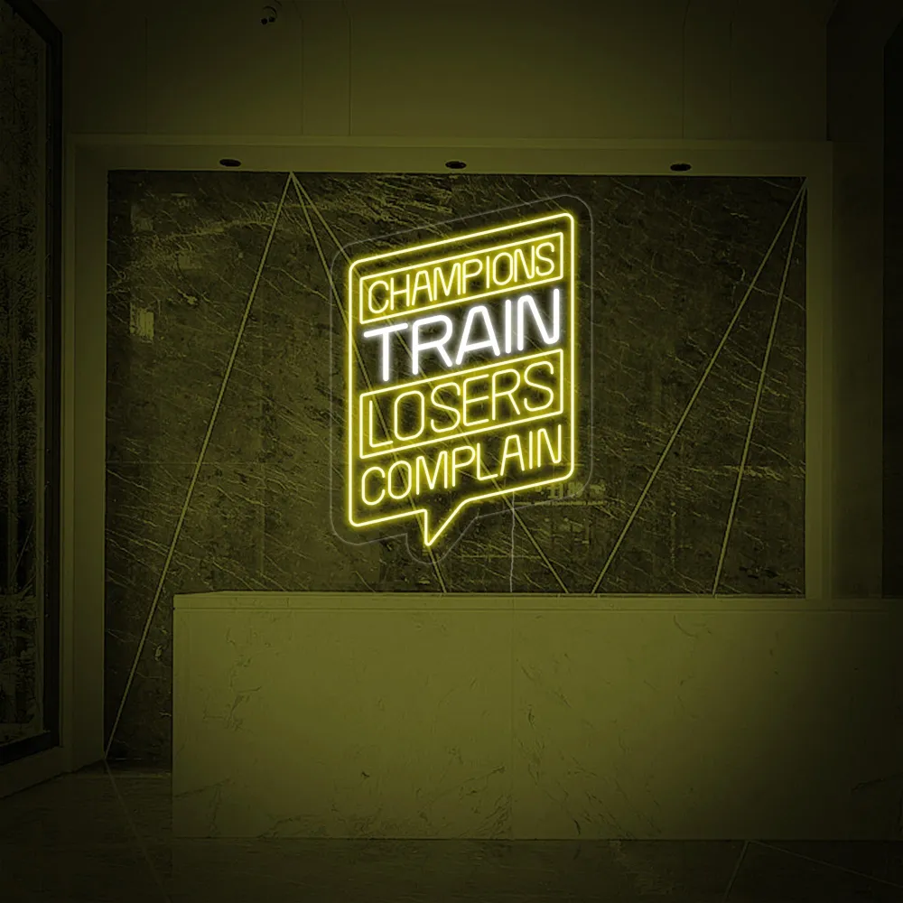 "Champions Train Losers Complain Sportschool" Neon Verlichting HAPPYNEON8