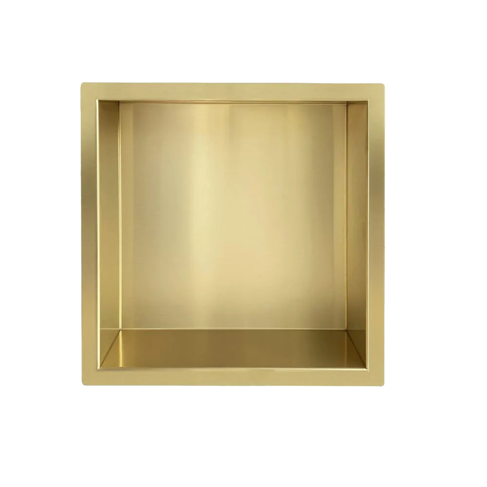 Dolphin | Demis | Inbouw Wandnis | Geborsteld Messing (Goud) | 30x30x7cm