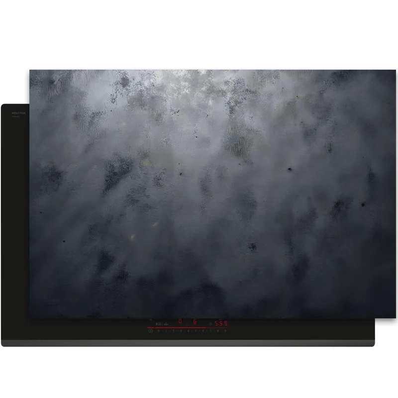 Inductiebeschermer - Beton - Textuur - Rustiek - Donkergrijs - Storm Veil Inductie Maatje