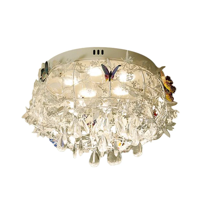 Professioneel Kwaliteit 18"/23,5" brede cascade plafondmontage zacht eigentijds traankristal 5 hoofden nikkel inbouwlicht