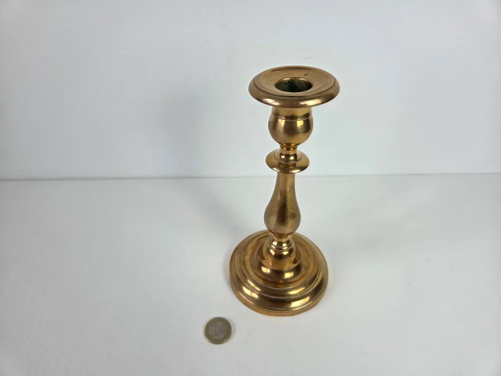 Antieke kandelaar 19e eeuw messing