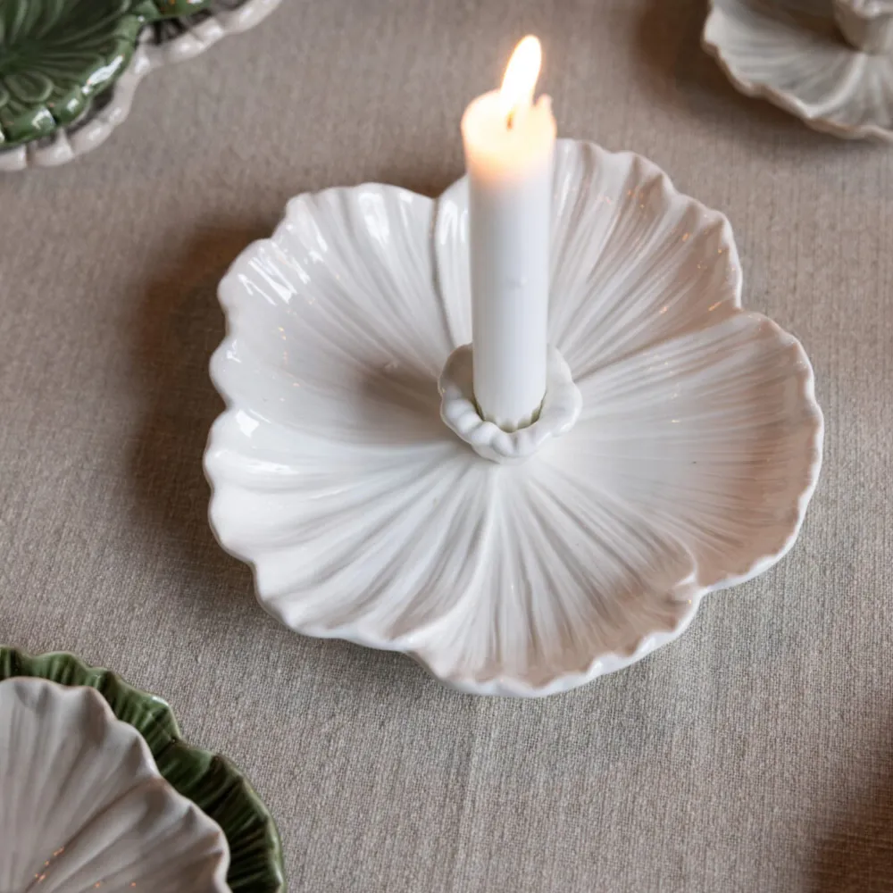 Bloem Keramieken Kandelaar – Ø 21 cm – Wit