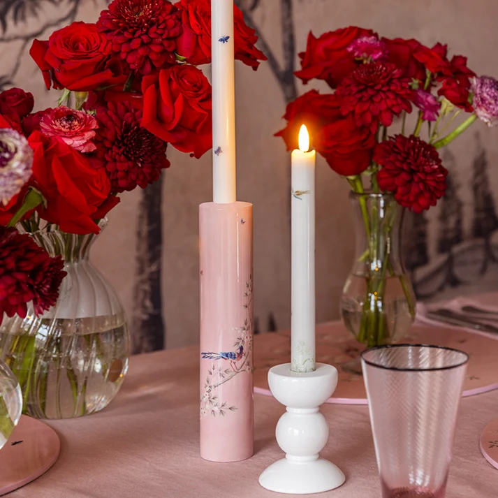 Roze Chinoiserie Kandelaar