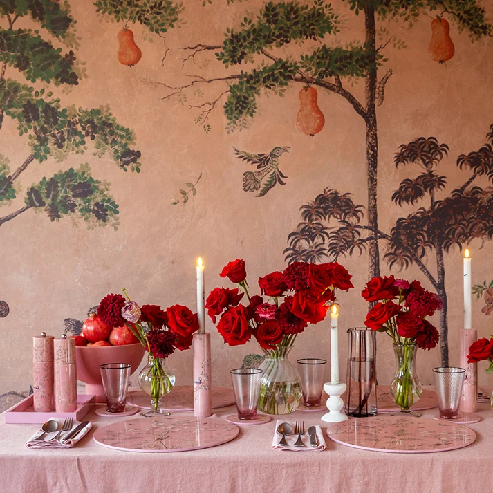 Roze Chinoiserie Kandelaar