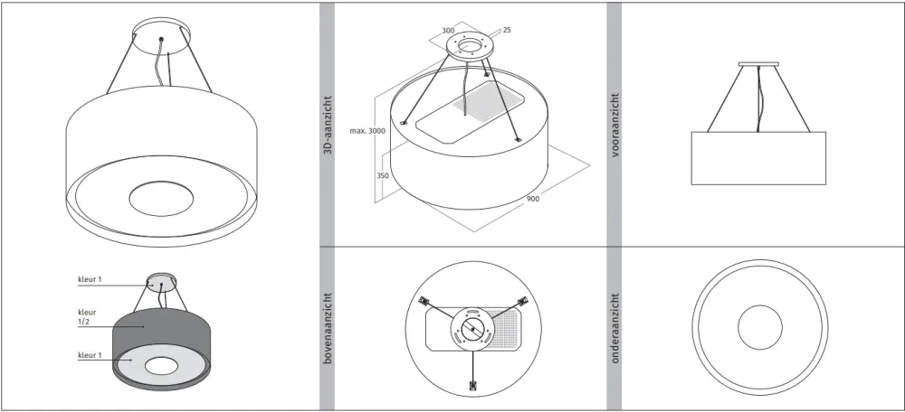 Wave 2620.101 CIRCO afzuiglamp 90cm - RVS - vaste interne motor - LEDDISC