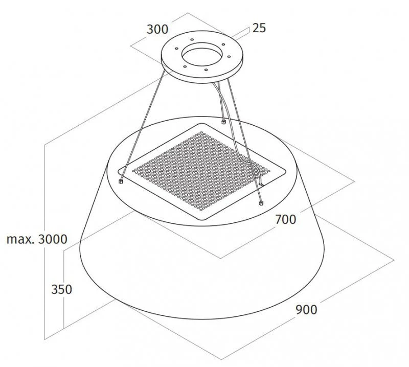 Wave 2627.100 TAPS afzuiglamp 90 cm - RVS - interne motor - LED