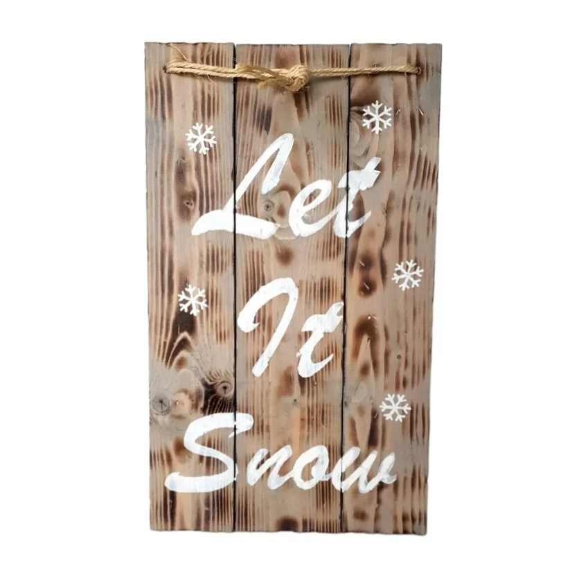 'Let it snow' houten bord Mijn winkel