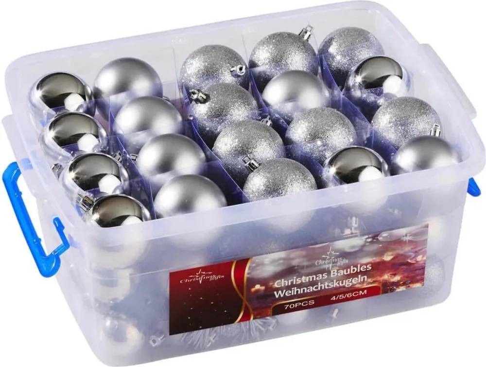 Xmas Bauble (70) Ass Silver Pl Christmas Gifts