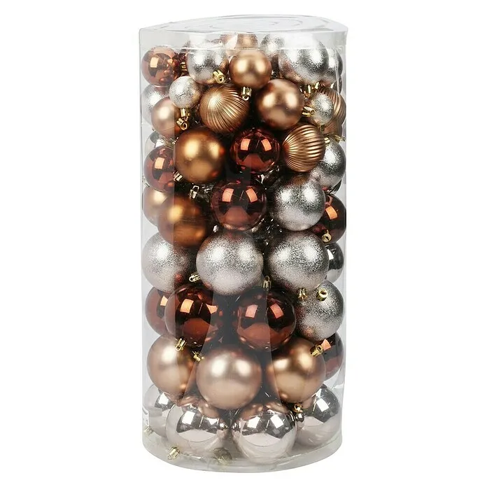 Kerstballen - Amber/Zilver, Polystyreen, 100 st.
