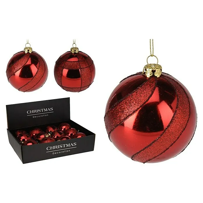 Kerstballen - Rood, Kunststof, 16 st.