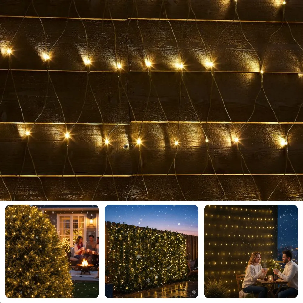 Cheqo® Kerst Netverlichting - Netverlichting Buiten - Warm Wit Licht - 160 LED Lampjes - IP44 - Kerstdecoratie - Kerst Ver...