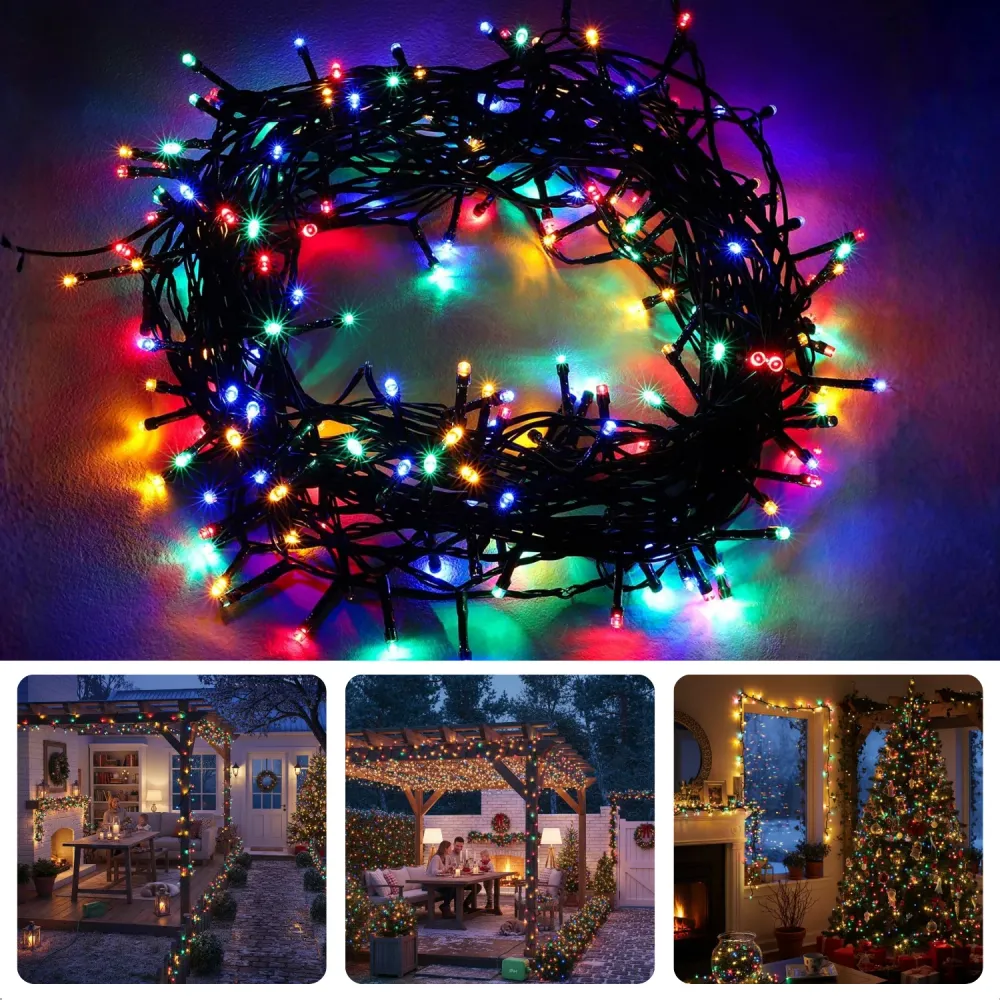 Cheqo® Kerstboomverlichting Multicolor - Kerstverlichting Met Timer - Binnen En Buiten Gebruik - IP44 - 8 Lichtfuncties -...
