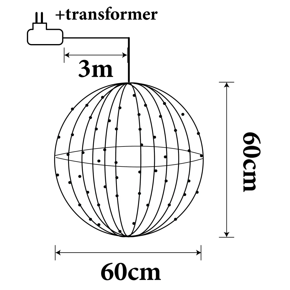 Ball Warm White 400Led 60Cm Giftsome