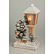 Led-kerstlantaarn - 11 x 19 x 37 cm, Bruin/Wit/Groen