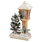 Led-kerstlantaarn - 11 x 19 x 37 cm, Bruin/Wit/Groen