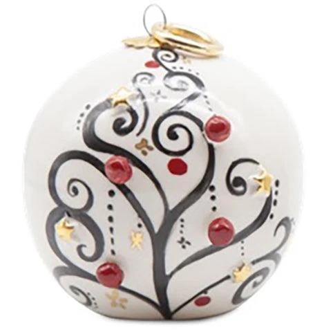 Sbordone kerstbal opgehangen aan een draad D. 10 cm porseleinen gouden decoratie PL51