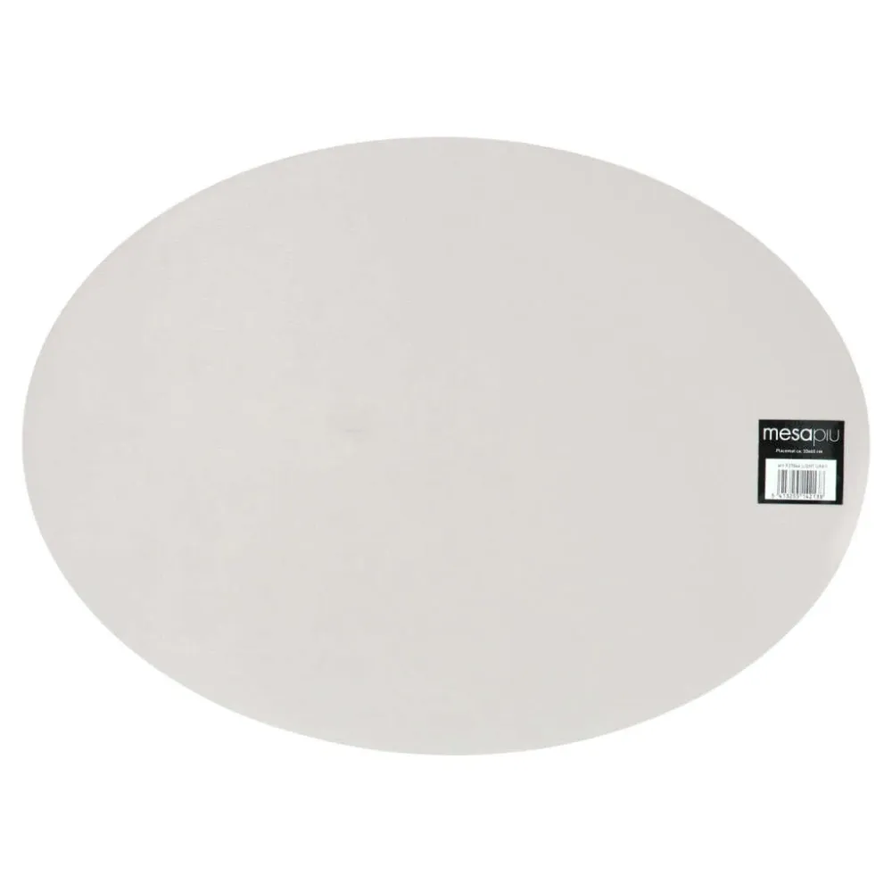 Mesapiu Placemat Lederlook Light Grey Ovaal 45X33 Cm