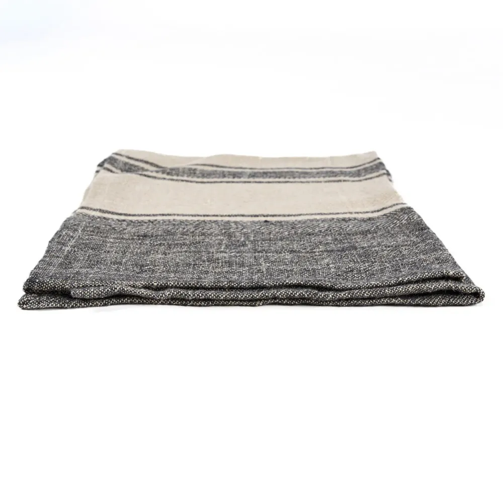 De Linen Smudge Keukendoek - Natuurlijk Zwart - 50x70