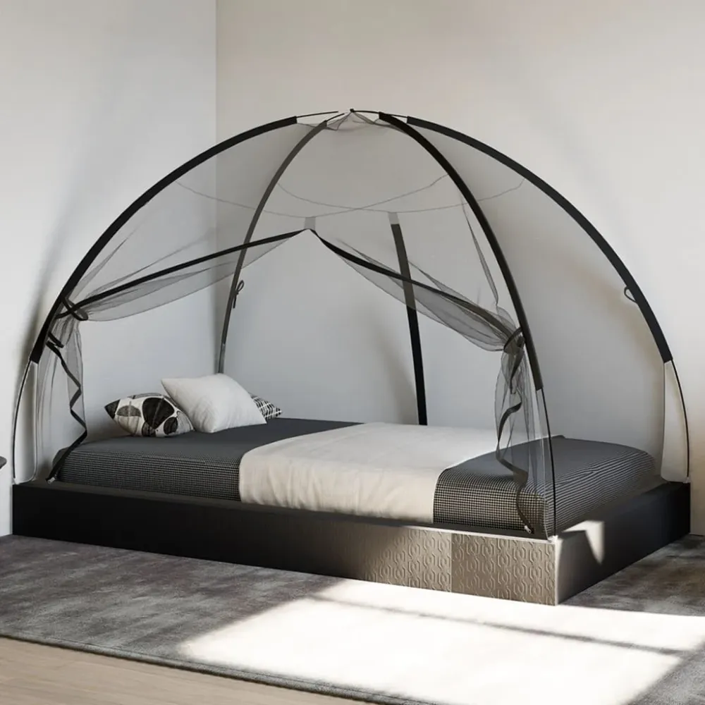 Klamboe met deuren Mongolia 220 gaas 200x120x130 cm zwart vidaXL