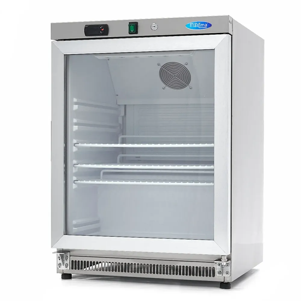 Koelkast - 200 L - Rvs - met Glazen Deur - MAXIMA
