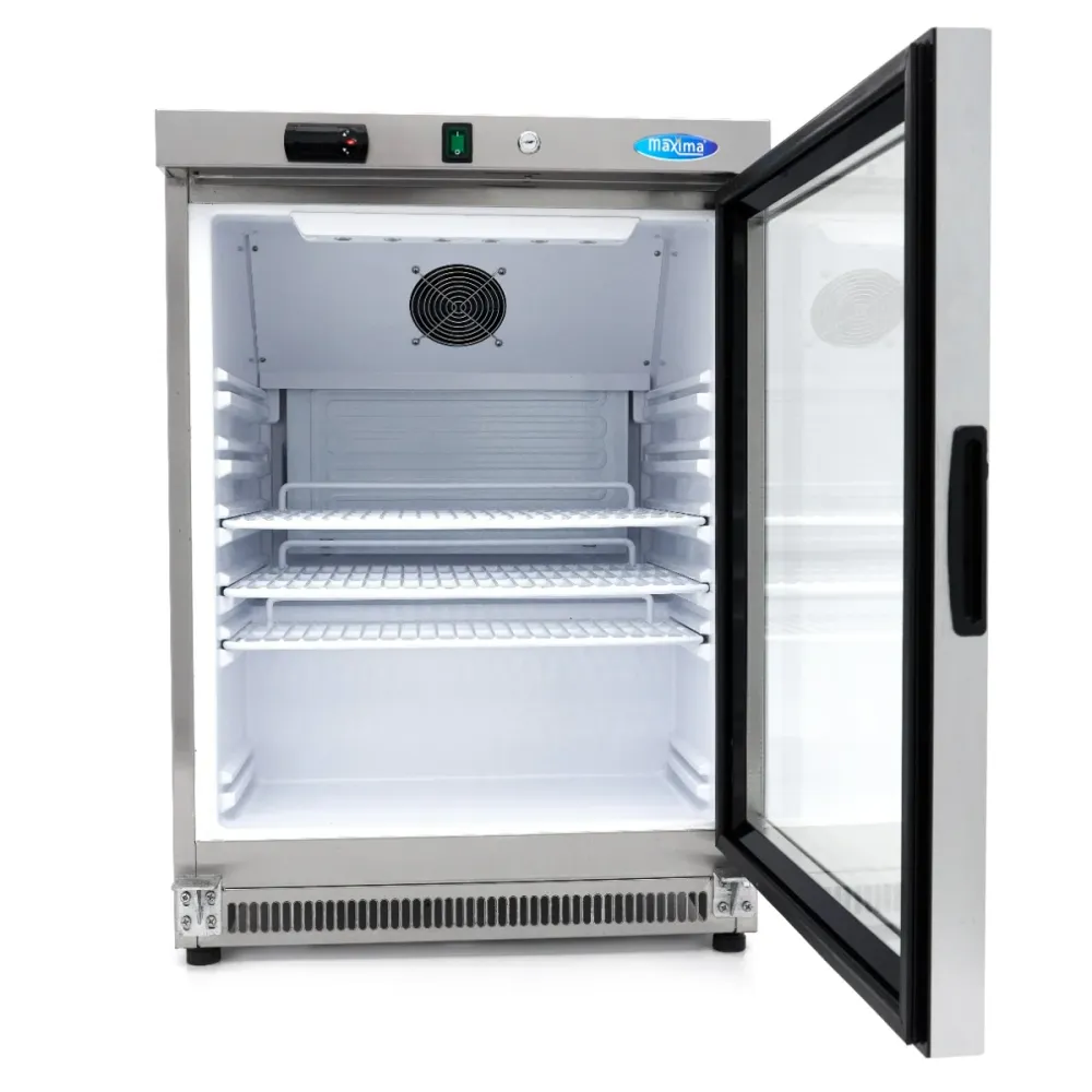 Koelkast - 200 L - Rvs - met Glazen Deur - MAXIMA
