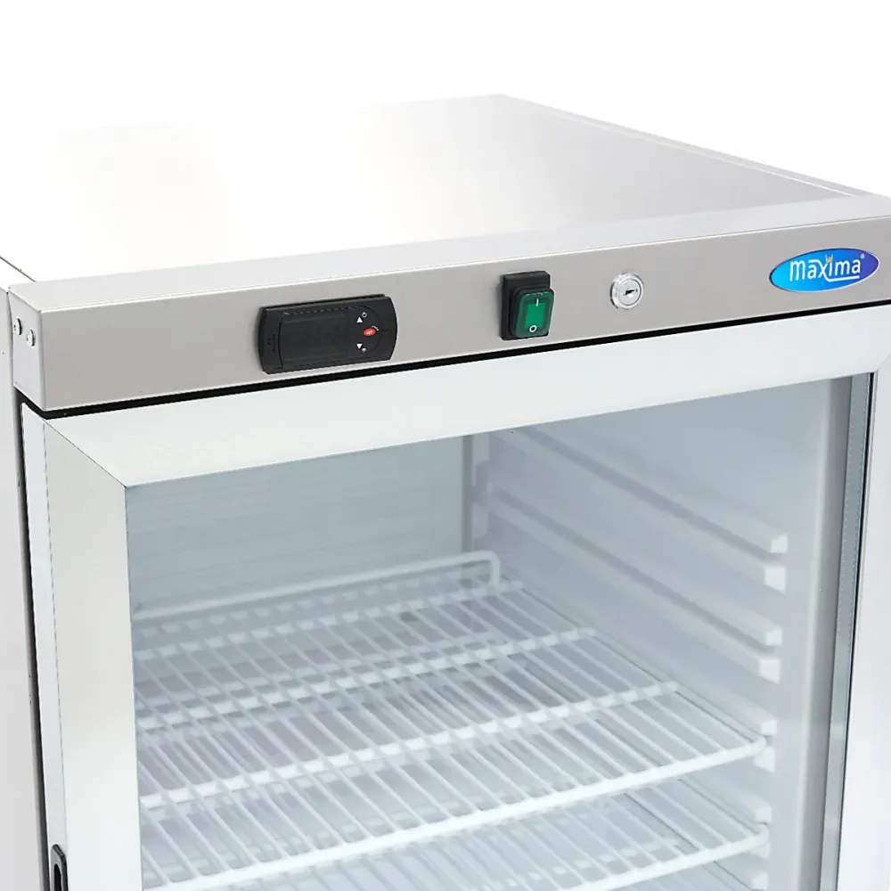 Koelkast - 200 L - Rvs - met Glazen Deur - MAXIMA