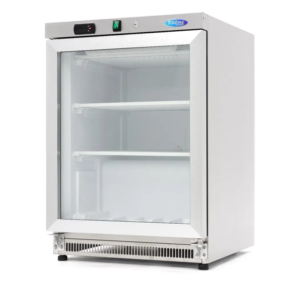 Vrieskast - 200 L - Rvs - met Glazen Deur - MAXIMA