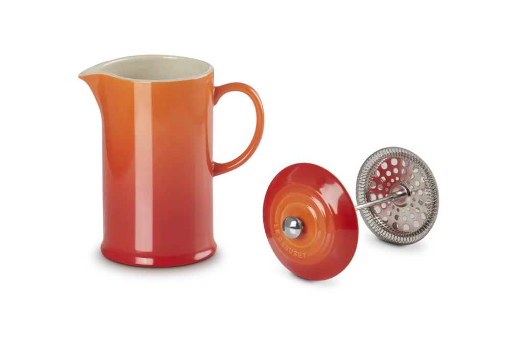 Le Creuset Koffiepot met pers 'Oranjerood' 22cm / 1L