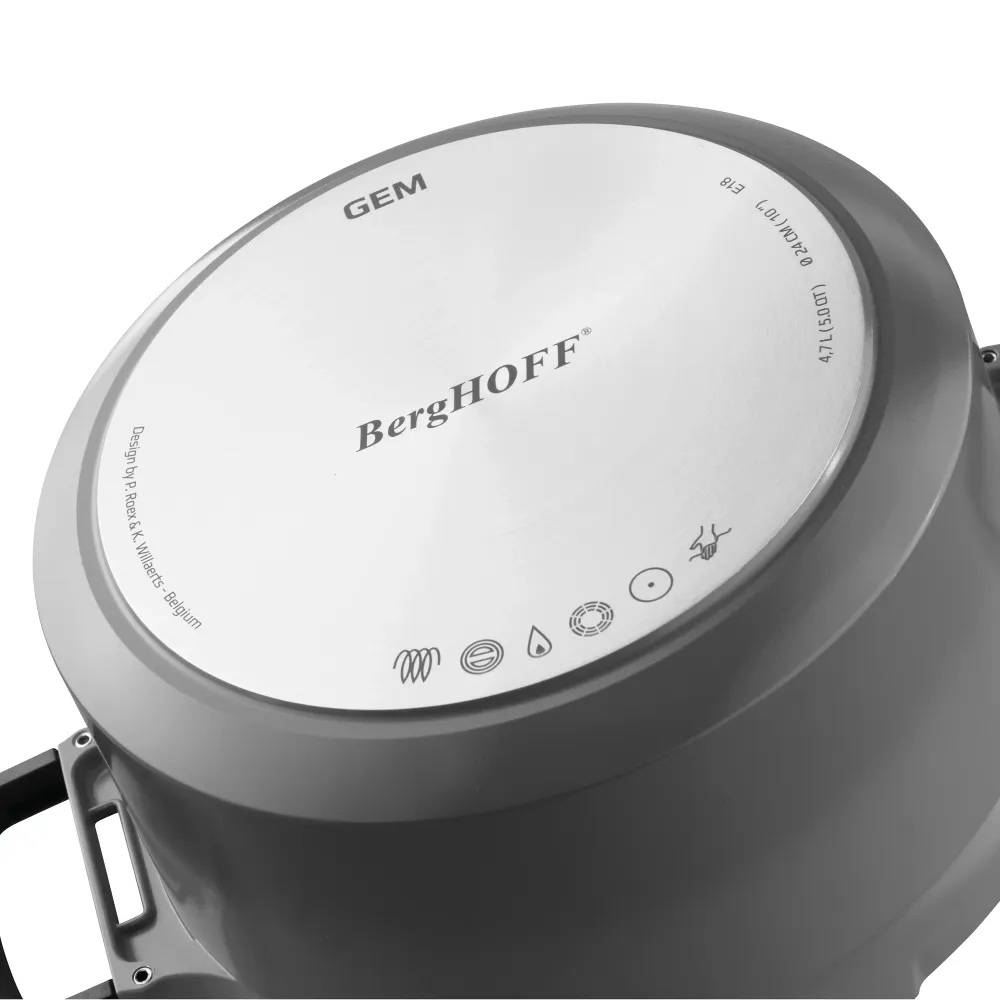 GEM Kookpot met deksel en hittebestendige handvaten grijs 20 cm