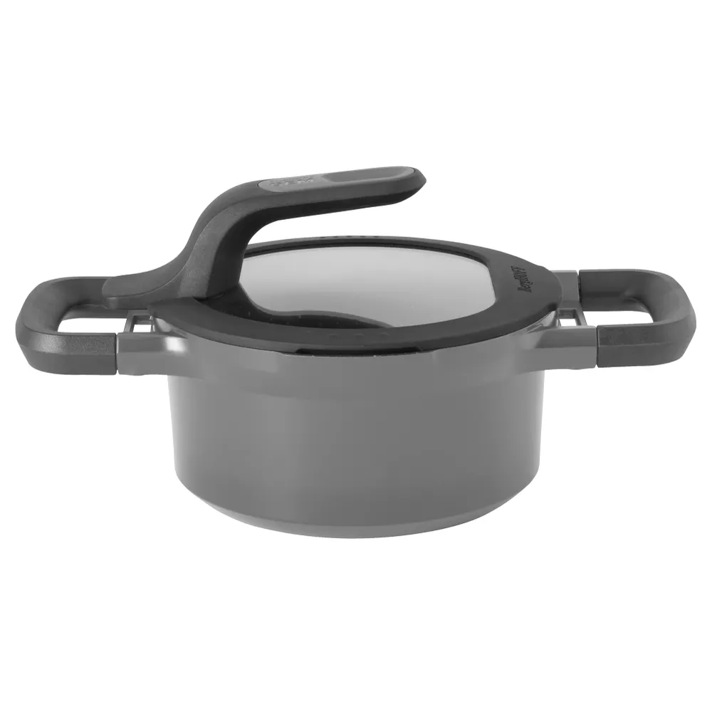 Kookpot met deksel en hittebestendig handvat grijs 16cm