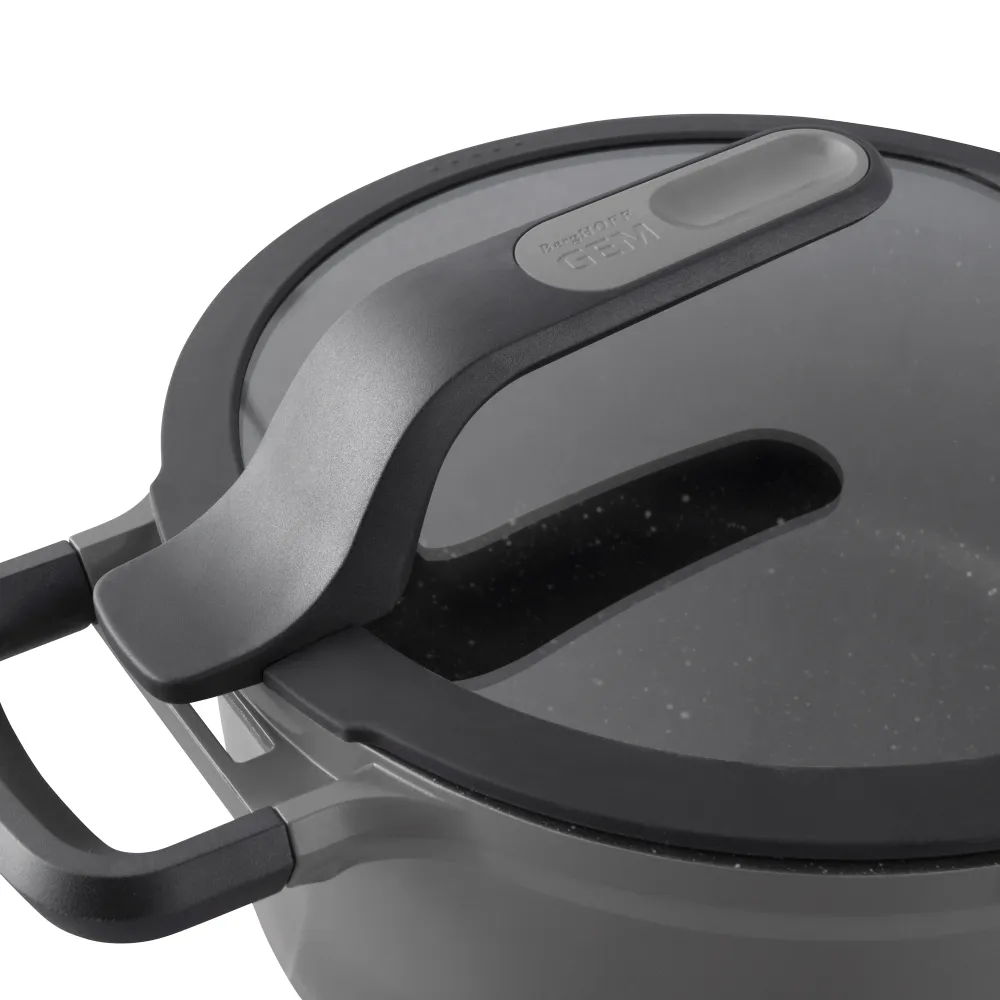Kookpot met deksel en hittebestendig handvat grijs 16cm