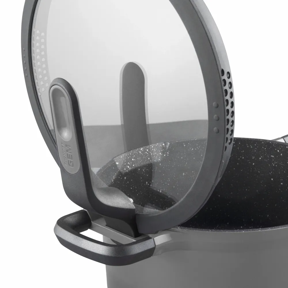 Kookpot met deksel en hittebestendig handvat grijs 16cm