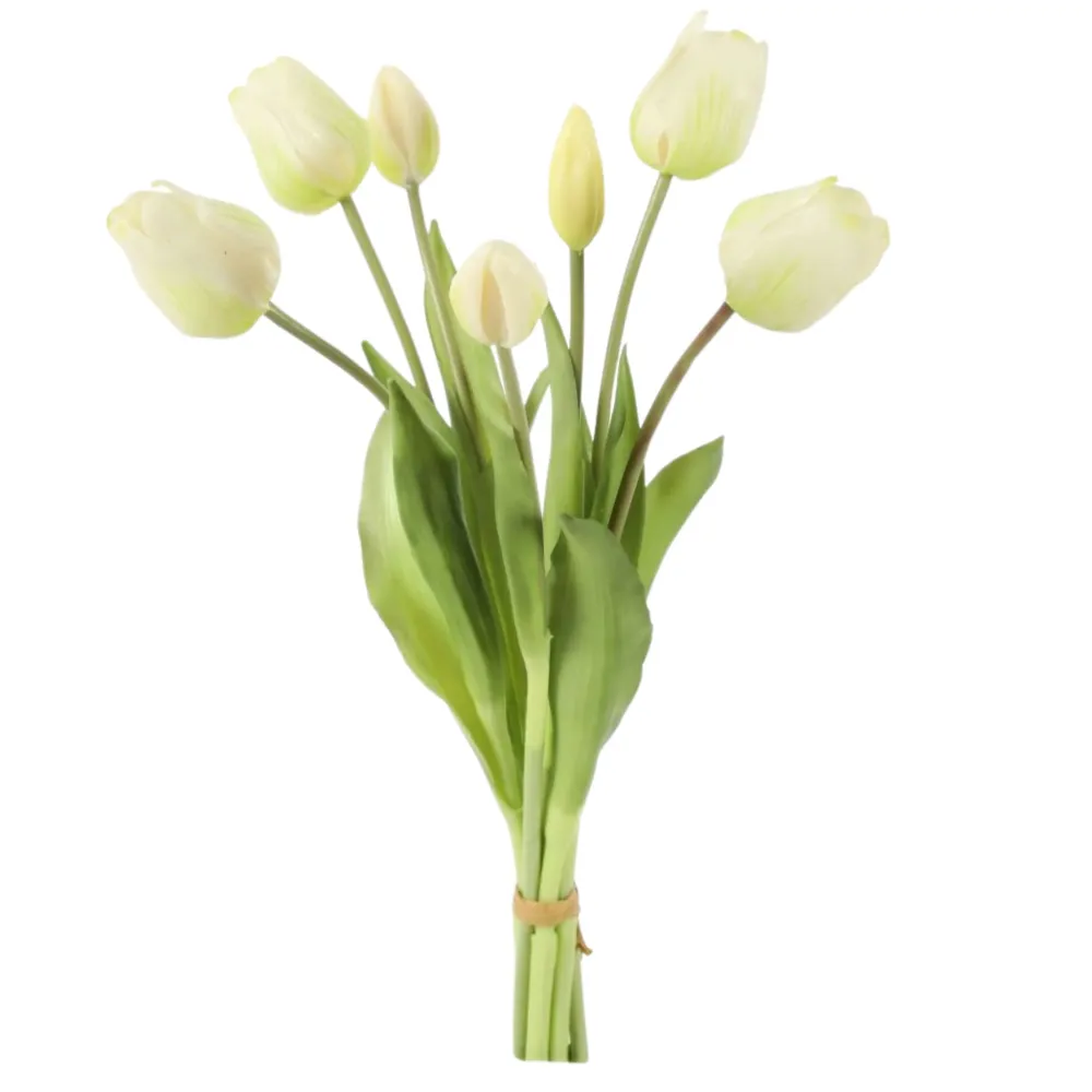 Kunsttulpen boeket - Real Touch - Wit -7 tulpen