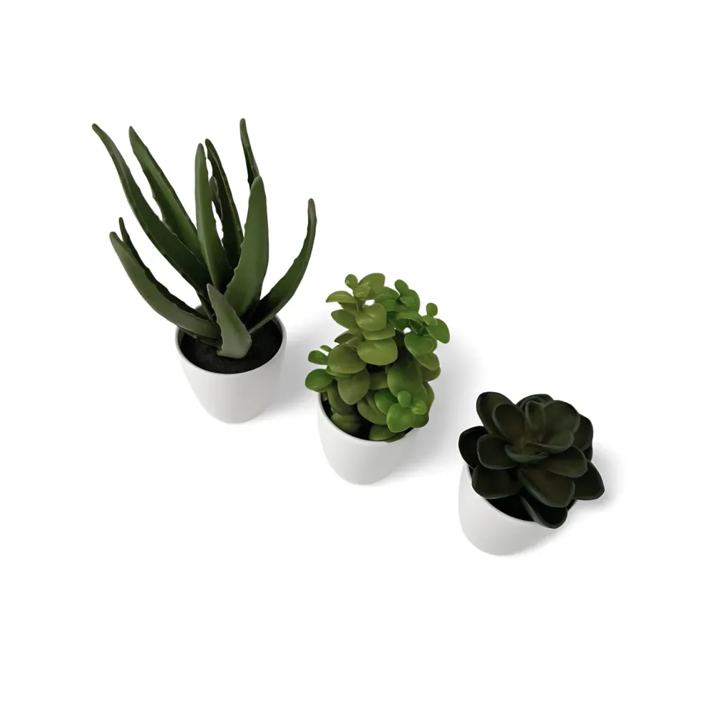 Kunst Vetplantjes Pot Wit 23 cm - Set 3 Jolipa