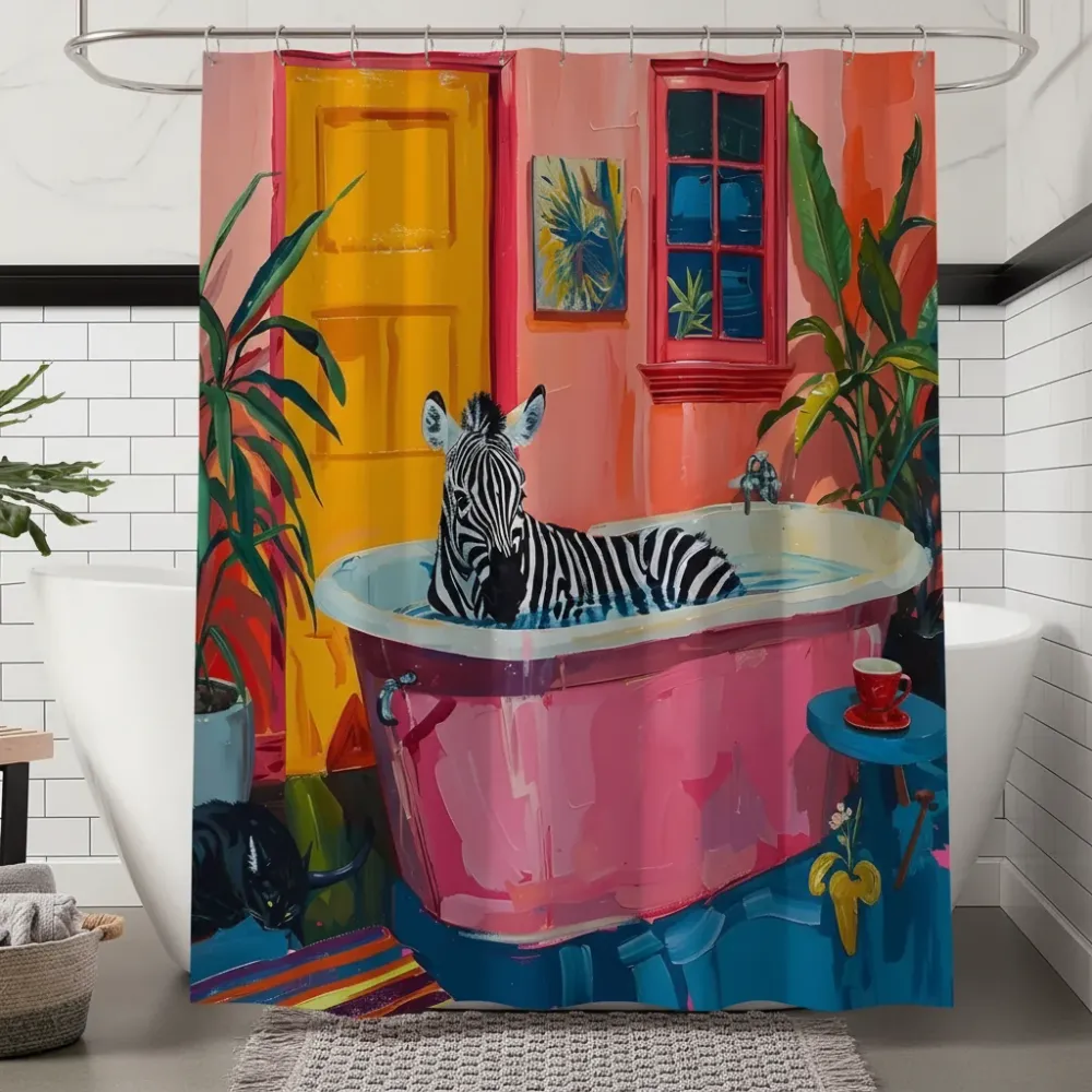 Kunstzinnig Polyester Douchegordijn - ZebraLuxe