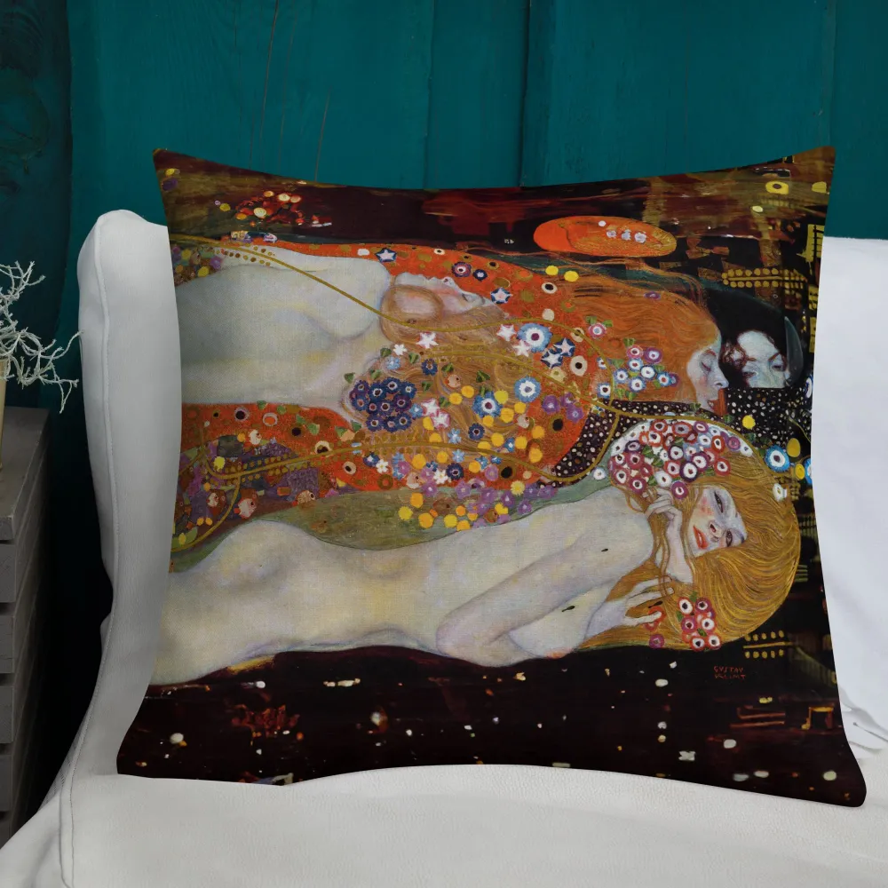 Premium kussen - Gustav Klimt, Waterslangen II