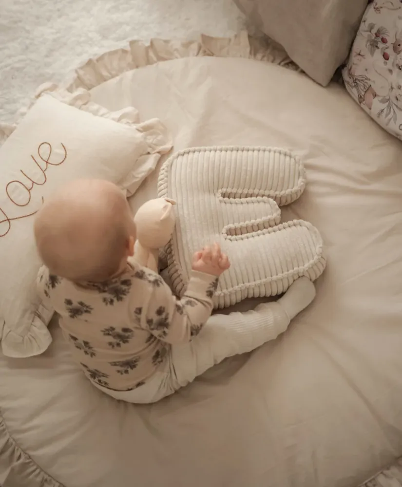 Letter Kussen Rib Cord - Crème Wit Mijn winkel