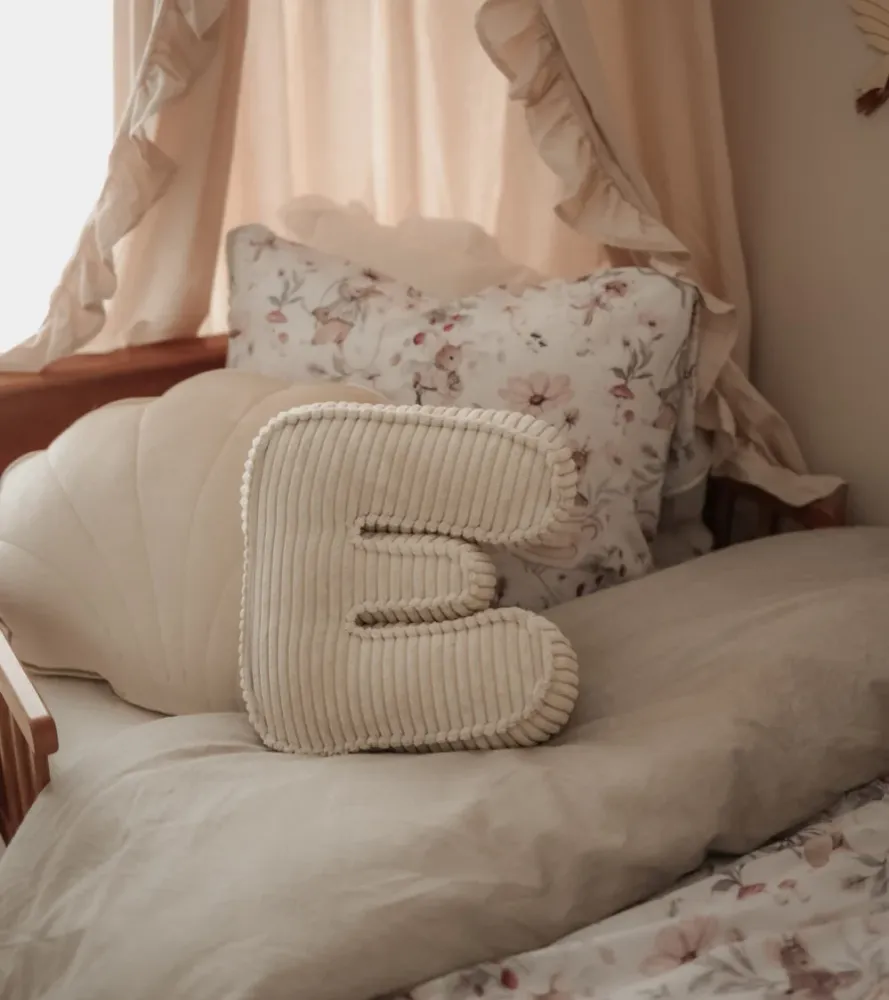 Letter Kussen Rib Cord - Crème Wit Mijn winkel