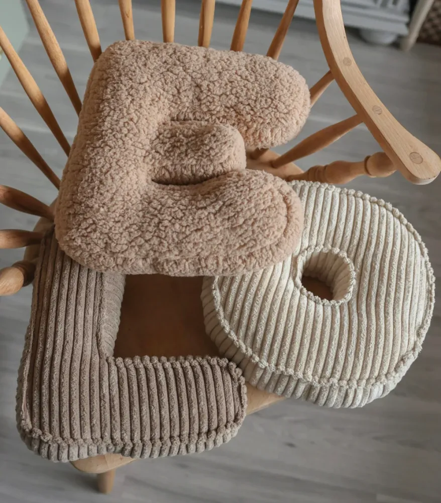 Letter Kussen Rib Cord - Crème Wit Mijn winkel