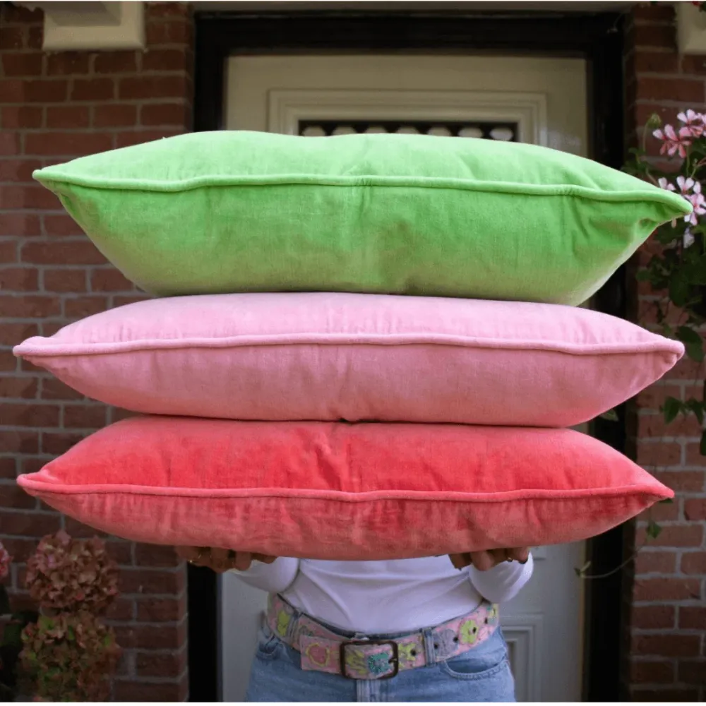 Velvet kussen - Peer groen – 40 x 60 cm- incl. vulling