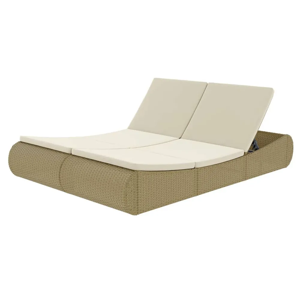 Loungebed poly rattan natuurtint