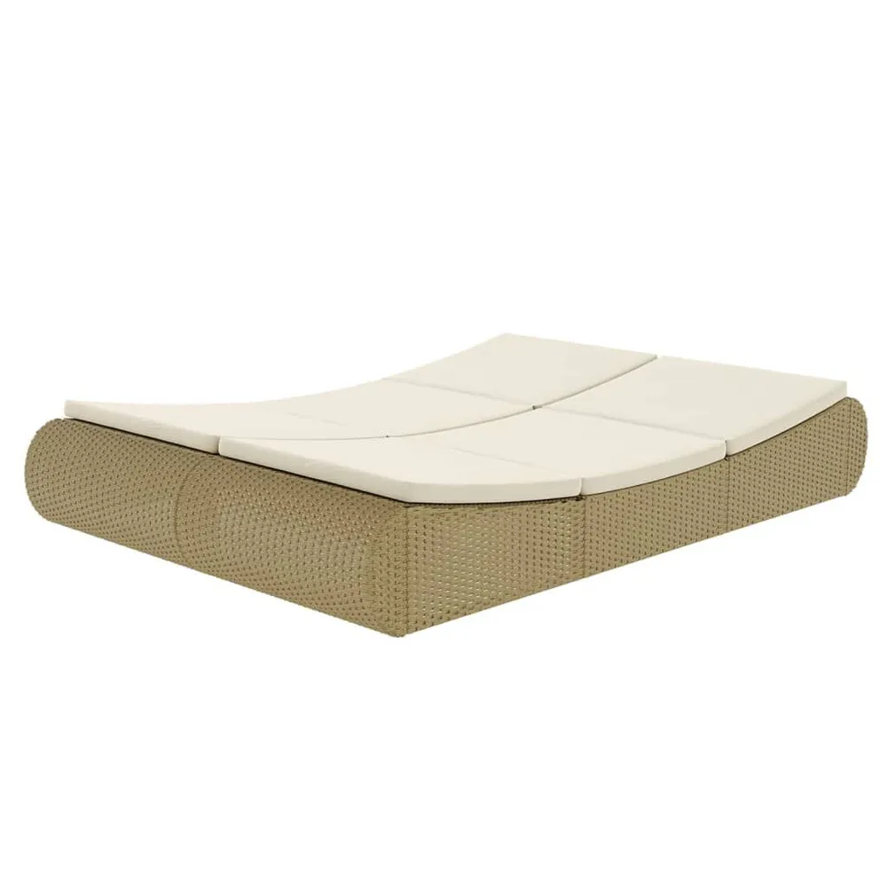Loungebed poly rattan natuurtint