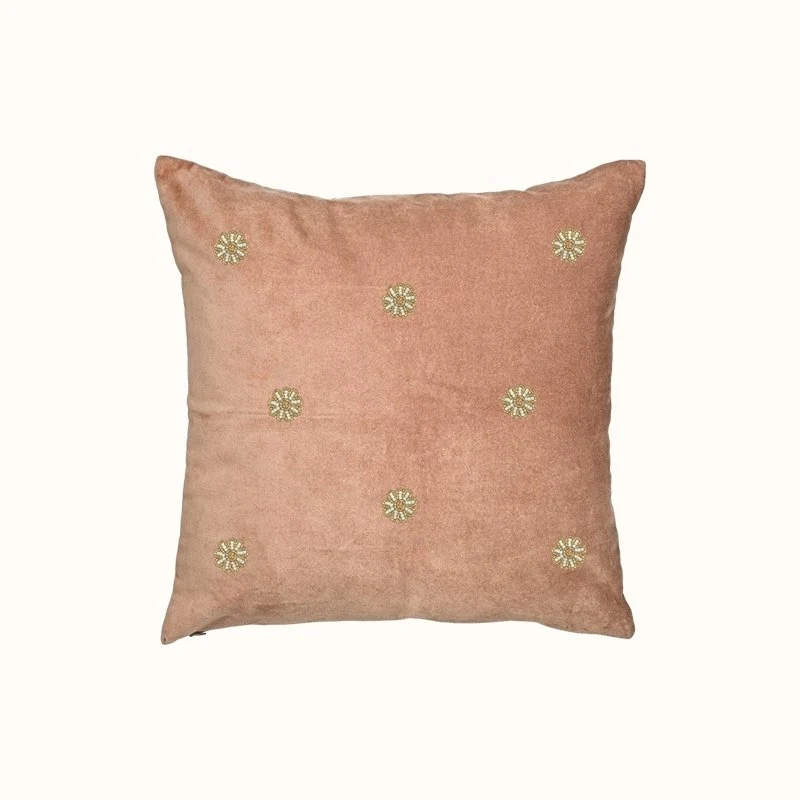 Velvet cushion daisies terra À la Collection