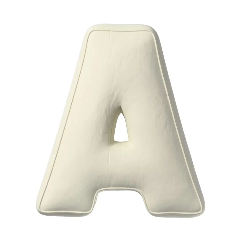 Letter Kussen - Velvet - Gebroken Wit Yellow Tipi