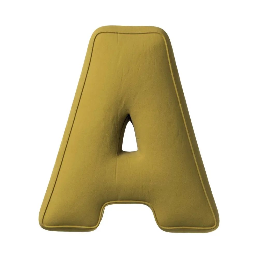 Letter Kussen - Velvet - Lime Yellow Tipi