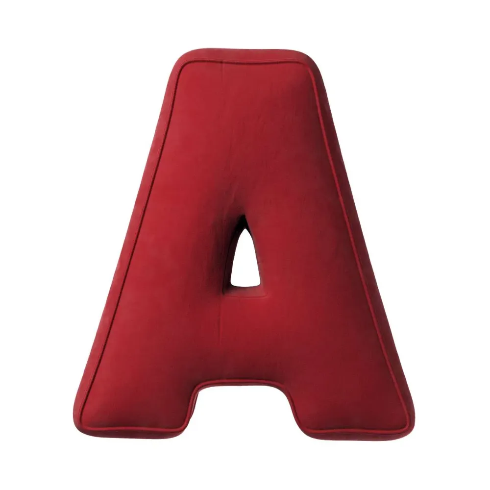 Letter Kussen - Velvet - Rood Yellow Tipi