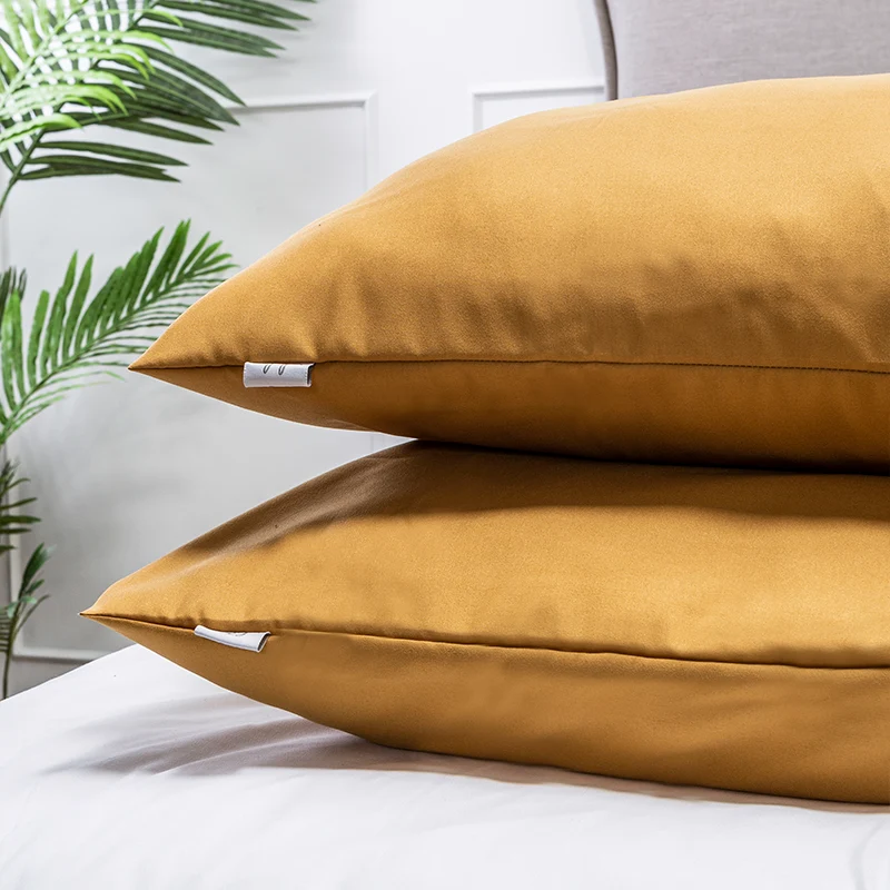 2- Pack Kussensloop Luna Uni - Okergeel Luna Bedding